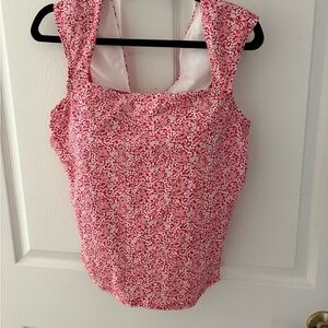 Floral Red Women's swim top